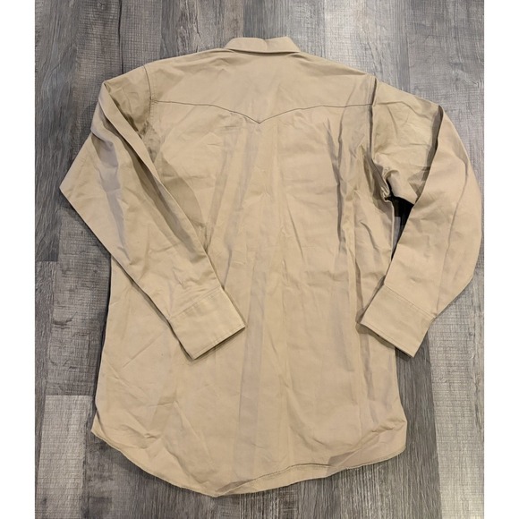 Wrangler Shirt Mens XL Tall Brown Long Sleeve Pearl Snap Wrancher Pockets Work - Picture 8 of 8